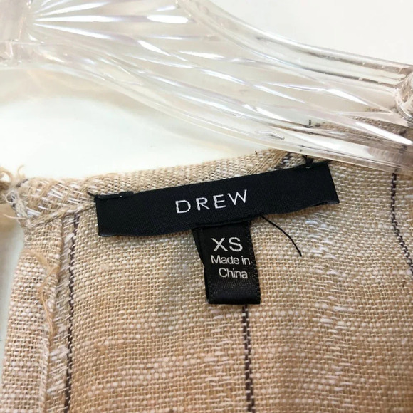 DREW Linen-Blend Tie Front V Neck Striped Jumpsuit - Picture 9 of 14